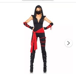 Spirit Deadly Ninja Warrior Costume adult size small 4–6 black catsuit waist sas